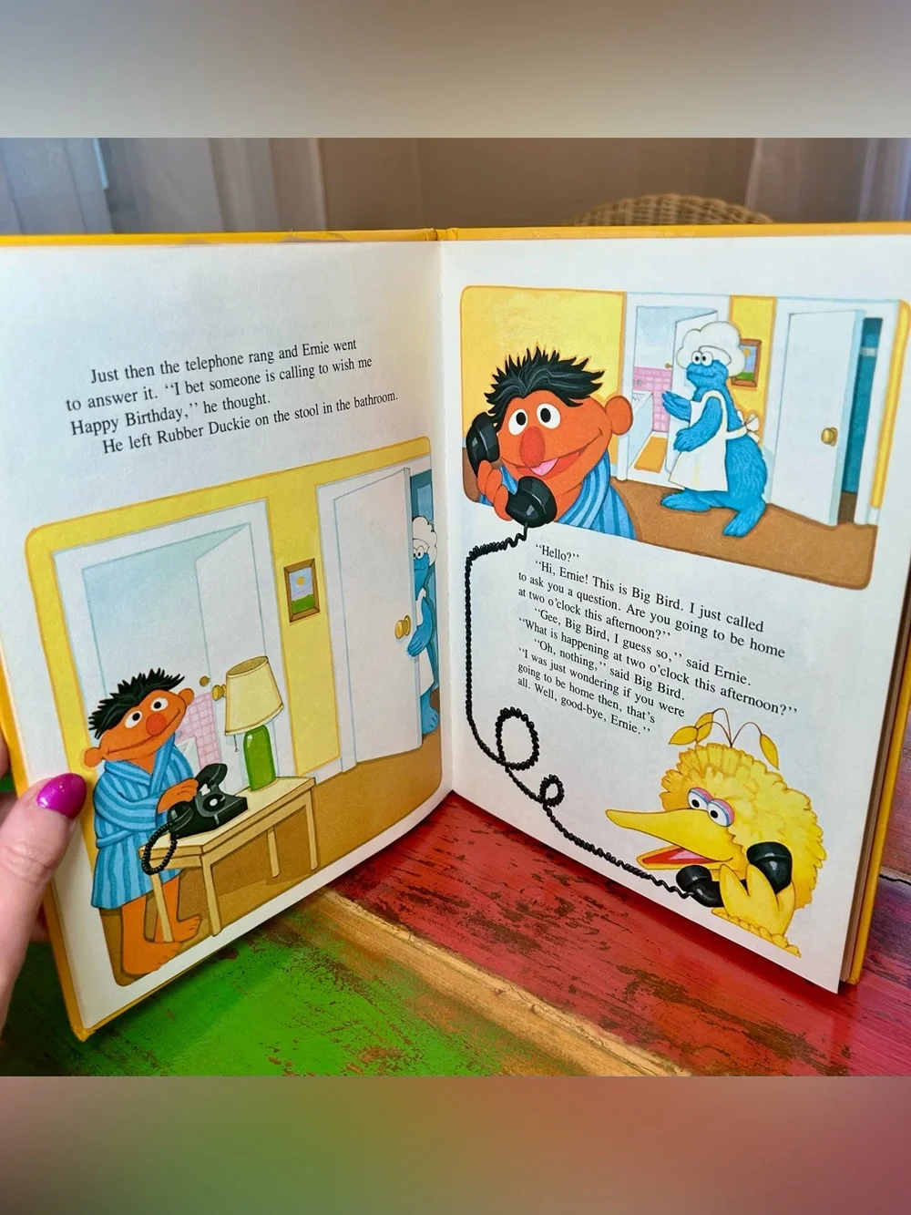 VTG Sesame Street Case of the Missing Duckie Golden Book Ernie 1981 Hardcover